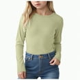thumbnail image 1 of eczipvz Girls Shirts Size 10-12 Girls Long Sleeve T Shirts Kids Crewneck Fall Winter Tops Basic Tees(Green,13-14 Years), 1 of 7