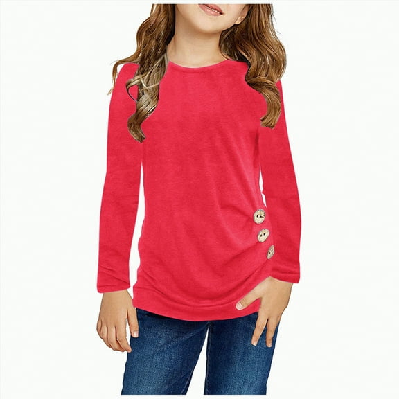 eczipvz Girls Shirts Size 10-12 Girls Shirts Casual Long Sleeve Crewneck Loose Striped Sweatshirts Pullover Tops(Red,10-11 Years)