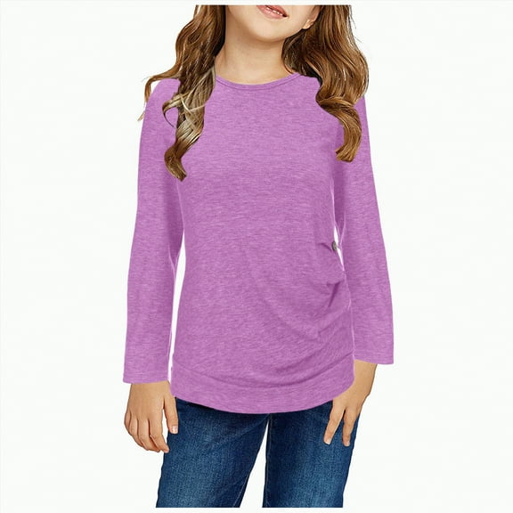 eczipvz Girls Size 10 Clothes Girls Long Sleeve Shirts Kids Crewneck T-Shirts Fall Tops Tees 4-13 Years(Purple,12-13 Years)