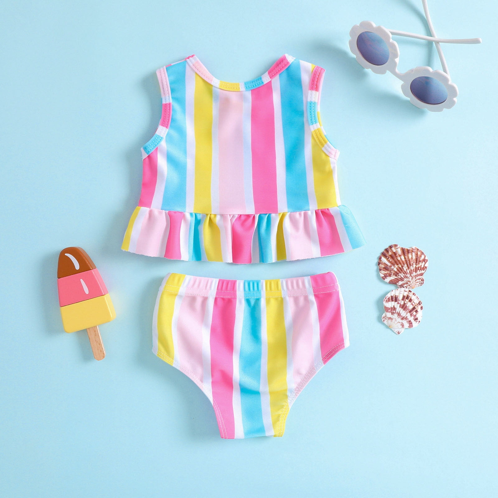 eczipvz Girls Swimsuit Baby Ruched Swimsuit Fashion Kids Swimwear