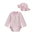 thumbnail image 1 of eczipvz Girls Swimwear Toddler Baby Girl Cute Rash Guard Floral Long Sleeve Zipper Swimsuits Summer Beach Bathing Suits(Pink,6-12 Months), 1 of 4