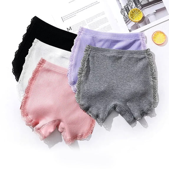 eczipvz Girls Underwear Little Girls Insurance Summer Thin Style Underpants Layer Front Crotch Bottoming Shorts for Women (Pink, 7-8 Years)