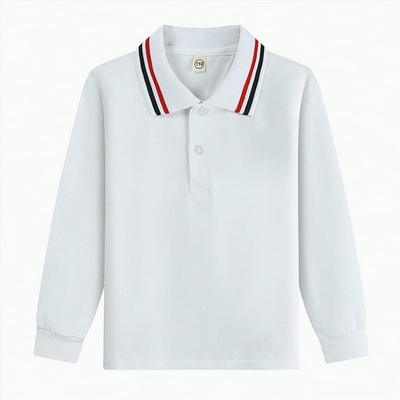 eczipvz Girls Uniform Shirt Girls' Uniform Long Sleeve Polo with Collar Size 18M-17Y(White,15-16 Years)