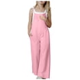 thumbnail image 1 of eczipvz Girls Wide Leg Jumpsuit Kids Casual Sleeveless Romper Spaghetti Strap Overalls with Pockets Cute Outfits for Girls 10-12 Pink|7-8 Years, 1 of 7