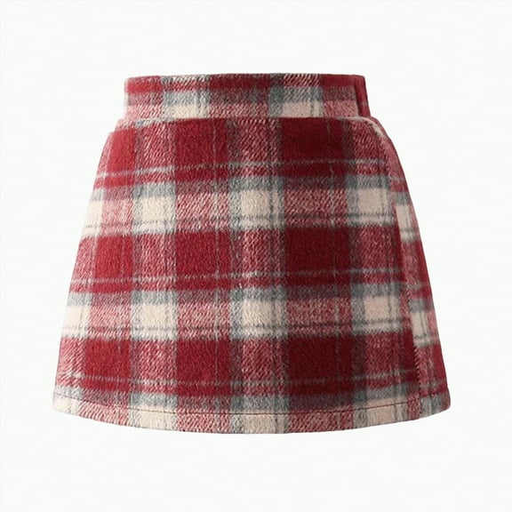 eczipvz Girls Woolen Pleated Mini Skirt Plaid Cute A-Line Classic Preppy Style Uniform School Skirts for 3-12 Years(A,7-8 Years)
