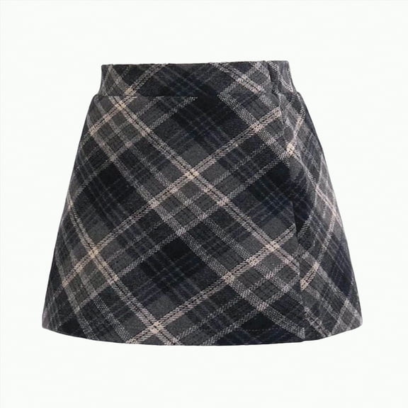 eczipvz Girls Woolen Pleated Mini Skirt Plaid Cute A-Line Classic Preppy Style Uniform School Skirts for 3-12 Years(E,4-5 Years)