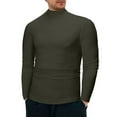 thumbnail image 1 of eczipvz Gold Turtleneck Shirt Men Neck Undershirts Cotton Pullover Sweaters Slim Fit Tee Top Shirt for Men Army Green,M, 1 of 6