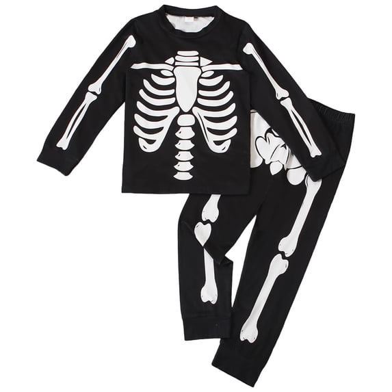 eczipvz Halloween Pajamas Kid Boys/Girls Skeleton Glow In The Dark Print Clothes Long Sleeve 2pc Tee/Pants Pjs Set Toddler Holiday Sleepwear Outfits Grey Size,8-9 Years