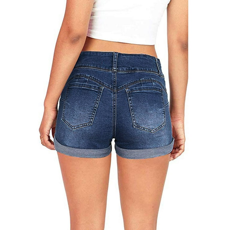 eczipvz Womens Shorts High Waisted Flare Jeans for Women Distressed Button  Fly Bell Bottom Shorts Dark Blue,M 