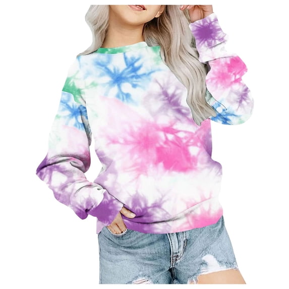 eczipvz Hoodies for Girls Hoodies for Girls Classic Print Comfy Crewneck Sweatshirt Long Sleeve Drop Shoulder Pullover Tops Multicolour,3-4 Years