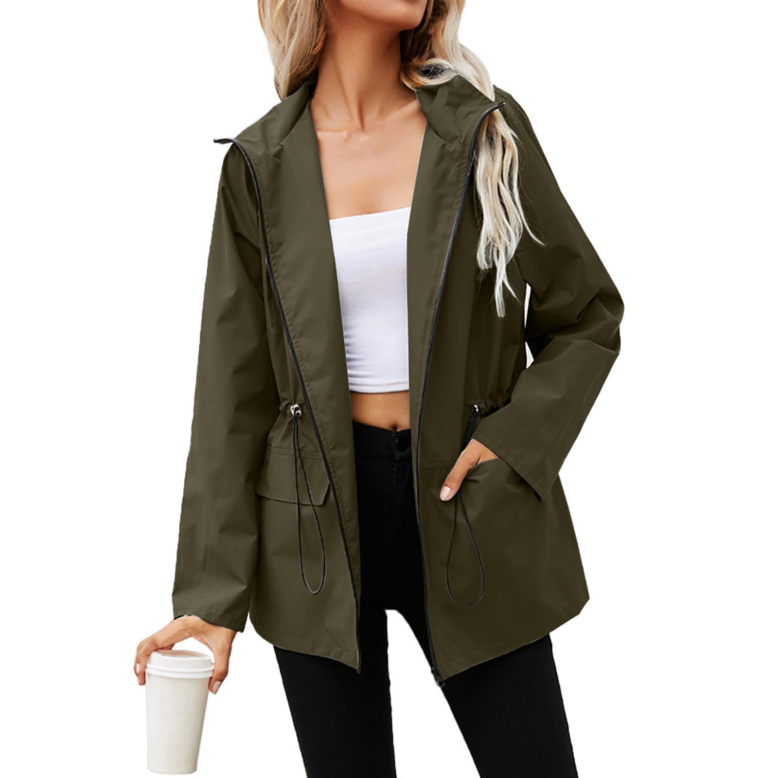 eczipvz Jackets for Women Womens Winter Warm Hooded with Pockets Open