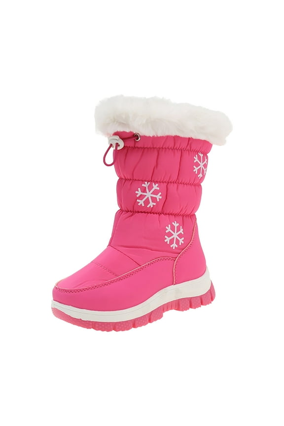 Kids Boots Boys Warm Snow Boots Kid Outdoor Insulated Winter Boot with Side Zipper Girls Boots Winter (Red,2 Little Kid)