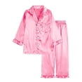 thumbnail image 1 of eczipvz Kids Boys Girls Pajama Sets Silk Satin Button Down Shirt Top and Pants Set Infant Baby Sleepwear Pink 9-10 Years, 1 of 9