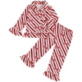 thumbnail image 1 of eczipvz Kids Girls Christmas Pajamas Long Sleeve Santa Claus/Tree/Canes Button Shirt Pajama Pants Girls Holiday Pjs Red,2-3 Years, 1 of 7