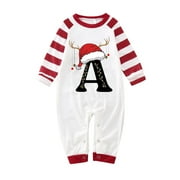 eczipvz Letter Pattern A-Z Christmas Family Pajamas Sets Christmas Tree Print Family Matching Pajamas Sleepwear Pjs for Family Dad Mom Kids Baby