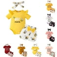 thumbnail image 1 of eczipvz Little Sister Outfit Ruffle Ribbed Romper Top Floral Pants Set Cute Summer Clothes Orange,6-9 Months, 1 of 3