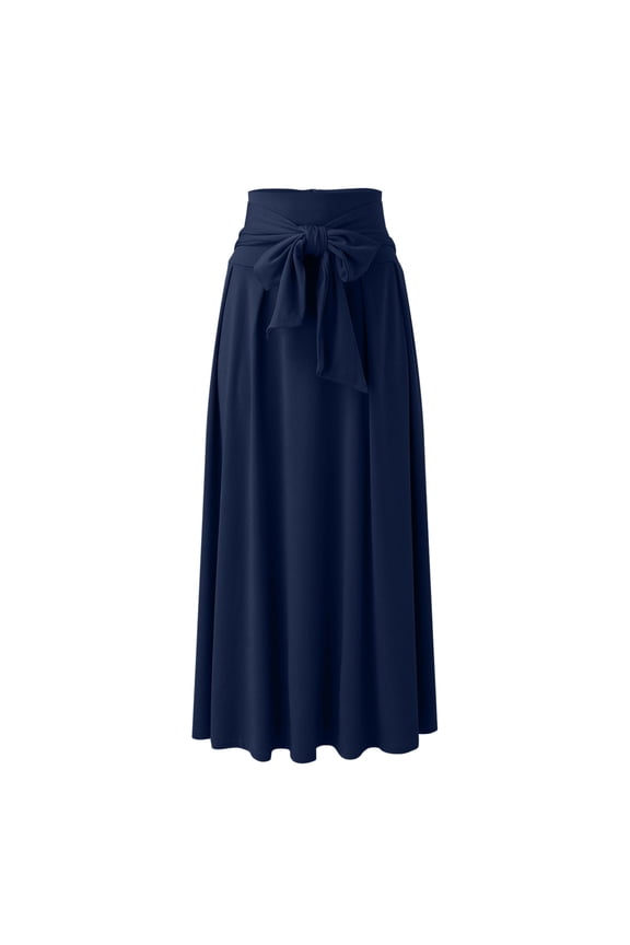 Long Skirts for Women Women's Petite Size Long Pleated Skirt Navy,L