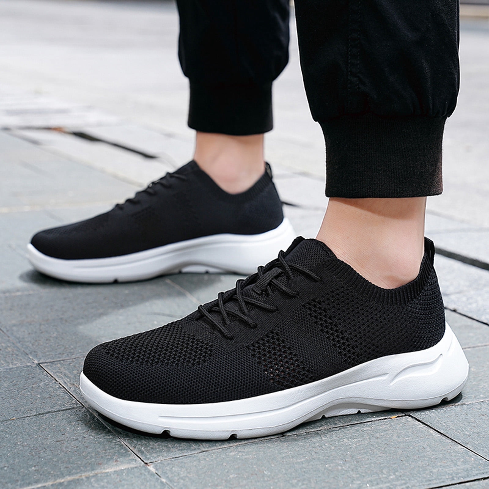 eczipvz Man Shoes Running Fashion Sneakers Mesh Tennis Walking Shoes Lightweight Athletic Gym Workout Slip on Sneakers Men White,8.5