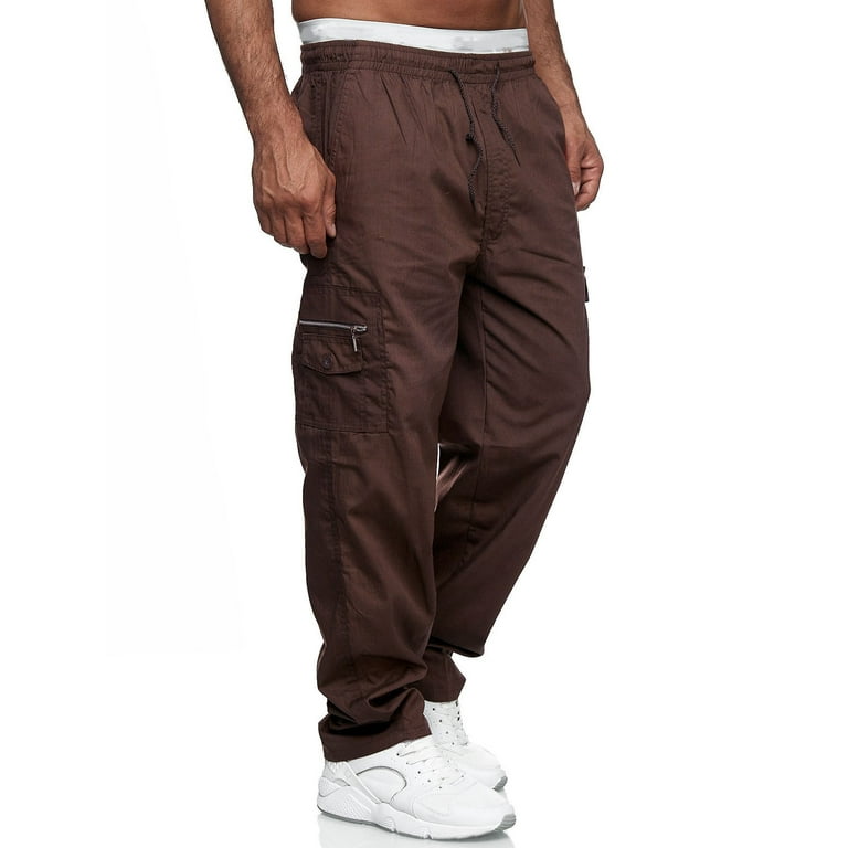 Men Cargo Pants With Pockets Casual Loose Solid Color Breathable Work Pants  For Outdoor Training