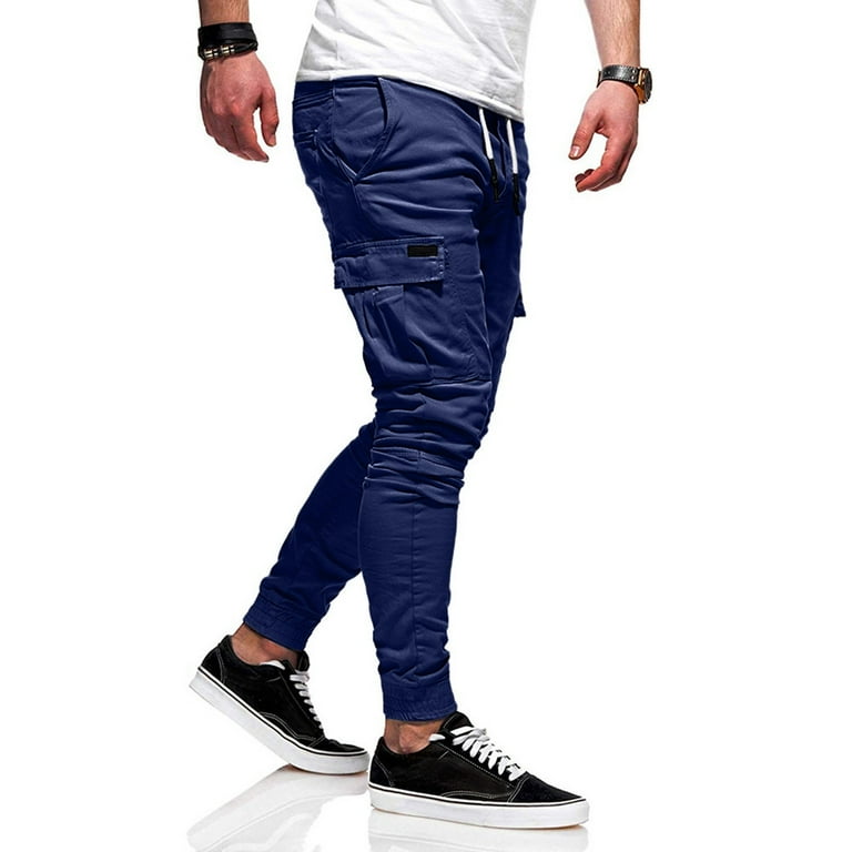 Multi flap pockets drawstring cargo jogger pants sales