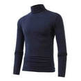 thumbnail image 1 of eczipvz Men's Turtleneck Shirts Tight Thermal T Shirts Sweaters Undershirts Basic Slim Fit Tee Tops Shirt Men Navy,L, 1 of 4
