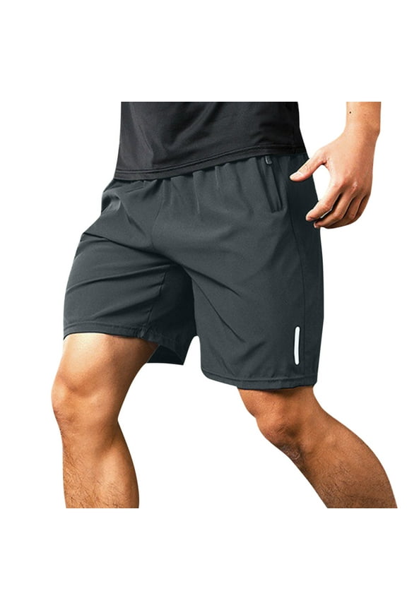 Mens Gym Shorts Mens Tapered Workout Running Pants with Zip Pockets (M, Black) Mens Gym Workout Shorts with Zip Pockets Grey,XXL