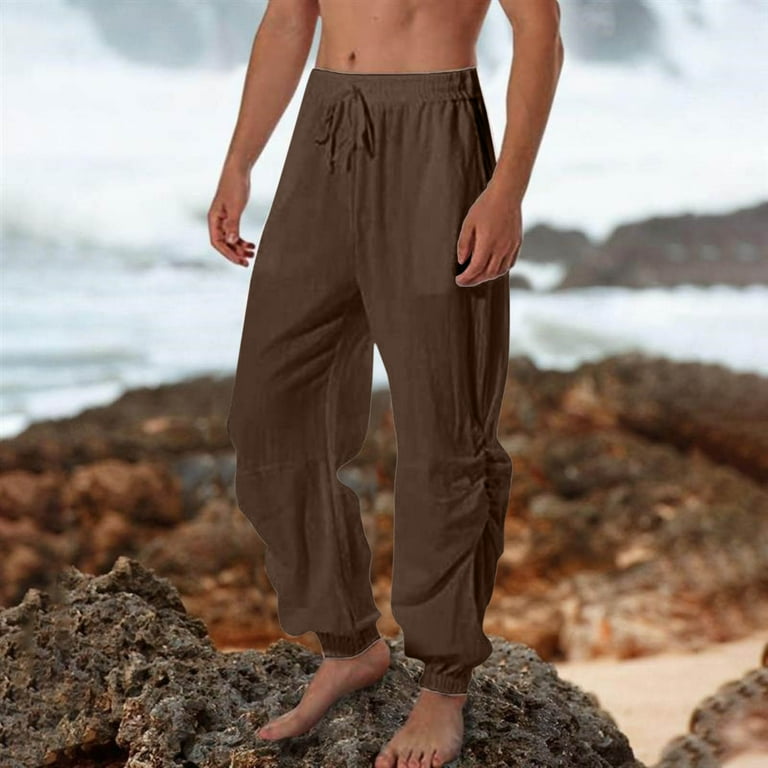 eczipvz Mens Pants Men s SweatPants Zipper Pockets Lightweight Exercise Pants Running Workout Sports Brown M Walmart