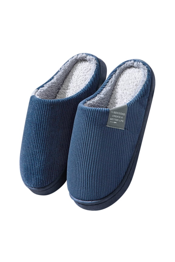 Mens Slippers Wide Width Extra Wide Soft Slippers House Slippers Flip Winter Slippers for Men Navy,12(Men)