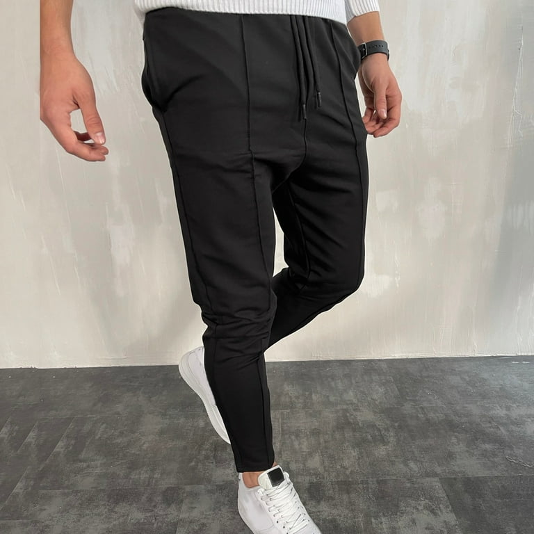 eczipvz Mens SweatPants Men's Workout Pants Elastic Waist Jogging Quick Dry  Running Pants with Zipper Pockets Black,3XL