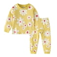 thumbnail image 1 of eczipvz Pajama Set Girls Girls Pajamas Set Soft And Stretchy Sleepwear Pjs with Breathable Fabric And Elastic Waisted Yellow,4-5 Years, 1 of 6