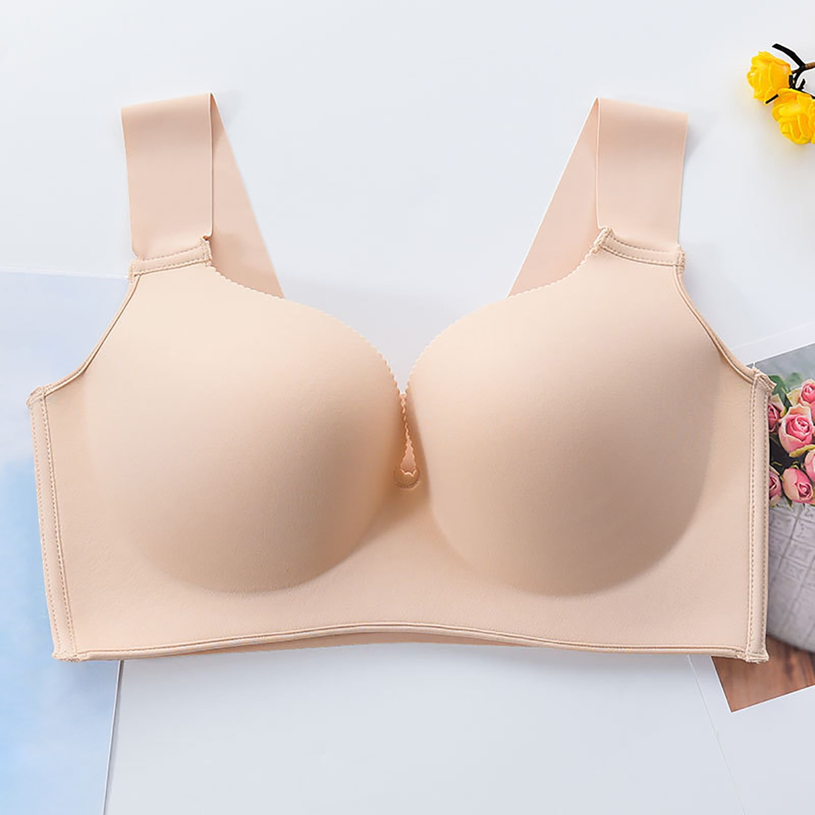 Women Sexy Front Button Shaping Cup Adjustable Shoulder Strap Large Size  Underwire Bra Women Bras Wireless (Beige, S) : : Clothing, Shoes &  Accessories