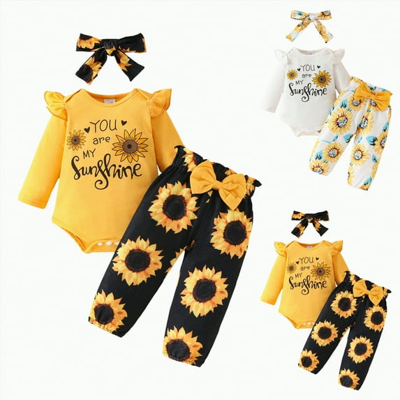 eczipvz Preemie Baby Girl Clothes Baby Girl Clothes Ruffle Romper Toddler Girl Floral Cotton Pant Sets Girls Clothing Outfit(White,0-3 Months)