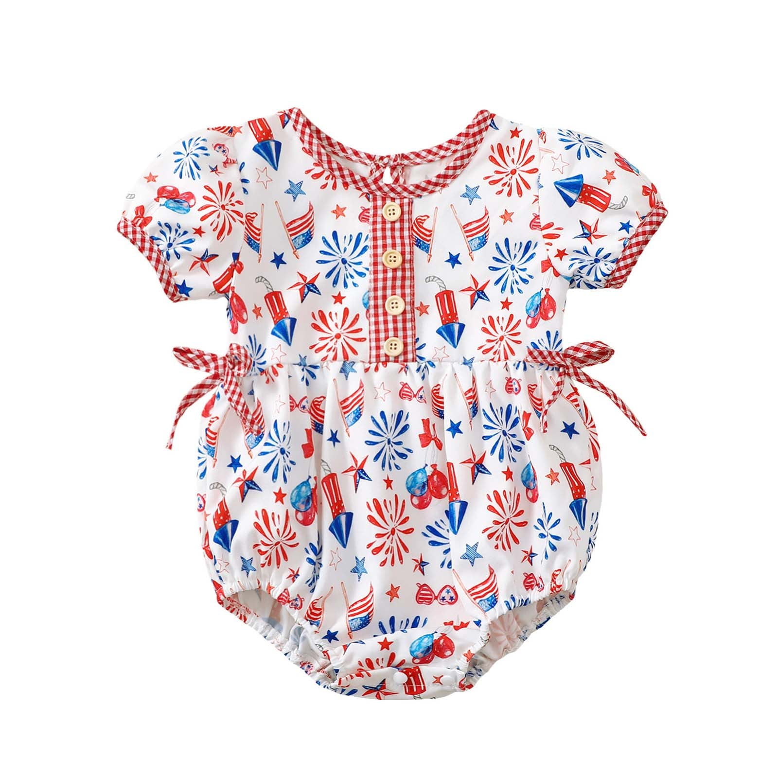 eczipvz Preemie Girls Baby Clothes 4th Of July Baby Girl Outfits USA Bubble Romper Jumpsuit Infant Girl Fourth Of July Outfit Summer Clothes(White,0-3 Months)