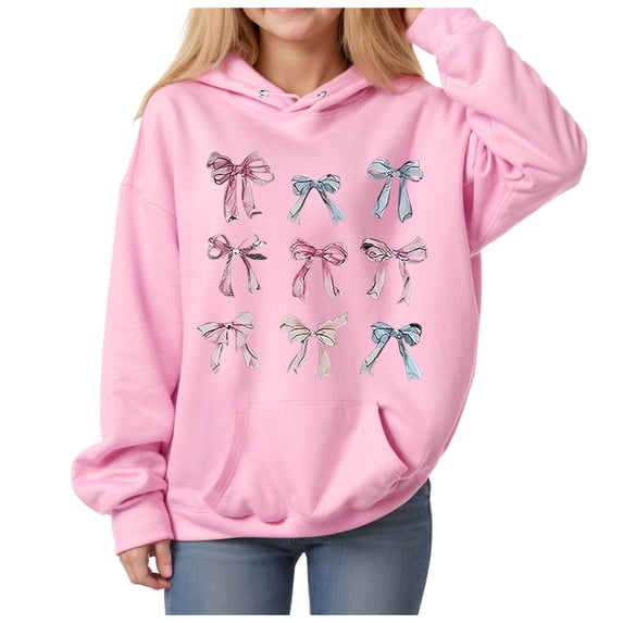 eczipvz Preppy Hoodies Girls Pullover Hoodies Graphic Long Sleeve Hoody Tops Comfy Hooded Sweatshirts Pink,4-5 Years