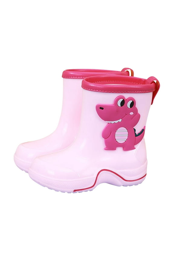 Rain Boots for Toddlers Toddler Rain Boots Waterproof, Baby Kids Short Rubber Rain Shoes with Pattern Lightweight for Boys Girls Pink,11