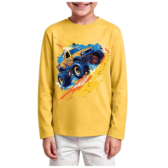 eczipvz Relaxed Fit Long Sleeve Tee Baby Boys Long Sleeve Graphic T-Shirt Yellow,7-8 Years