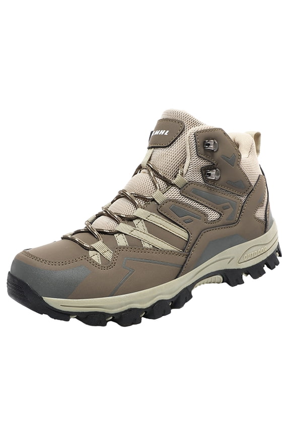 Shoes Men Waterproof Hiking Boots Outdoor Mesh Mid Trekking Backpacking Mountaineering Mens Shoes (Brown,10)