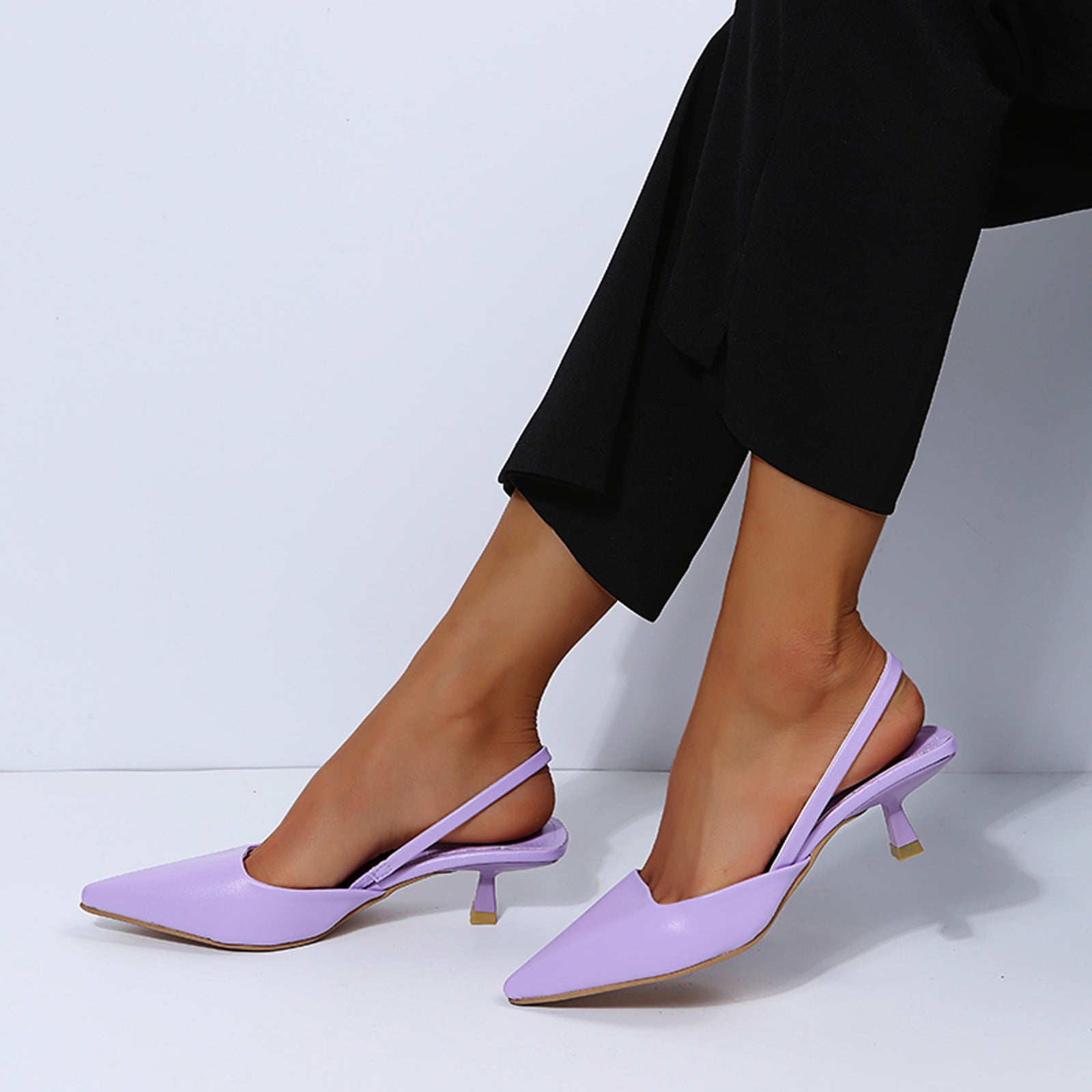 eczipvz Shoes for Women High Heels for Women Dressy Women s Clear Heels Closed Toe Pointed Rhinestone Heels Ankle Strap Mid Heel Stiletto Pumps Shoes Purple Walmart
