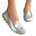thumbnail image 1 of eczipvz Shoes for Women Women's Comfortable Shoes Loafer Casual Leather Natural Driving Fashion Flats Breathable Nurse Walking Ladies Slip On Shoes,Silver, 1 of 3