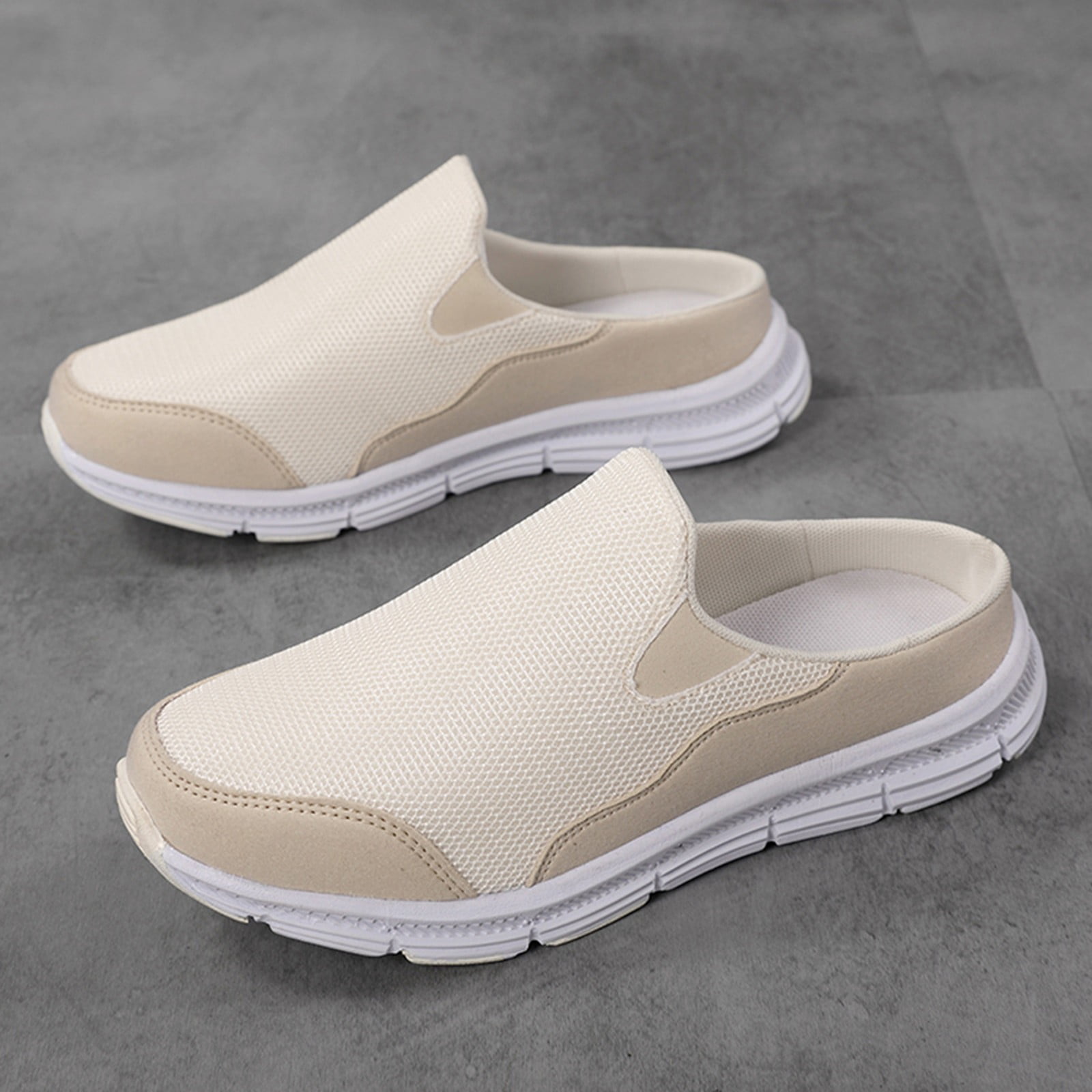 eczipvz Shoes for Women Women's Slip On, Casual Everyday Shoes, Drop-in Heel  & Breathable Mesh, Lightweight & All-Day Comfor,Beige 
