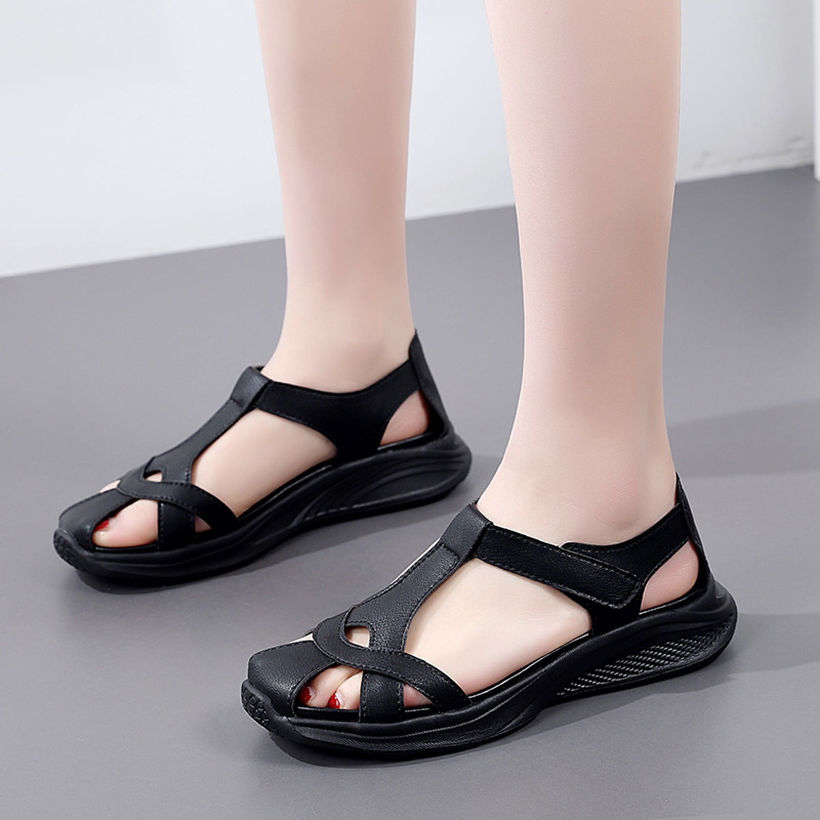 eczipvz Shoes for Women Womens Wedge Sandals Slip on Leather Platform  Slipper Comfortable Beach Wedge Shoes Dressy Summer