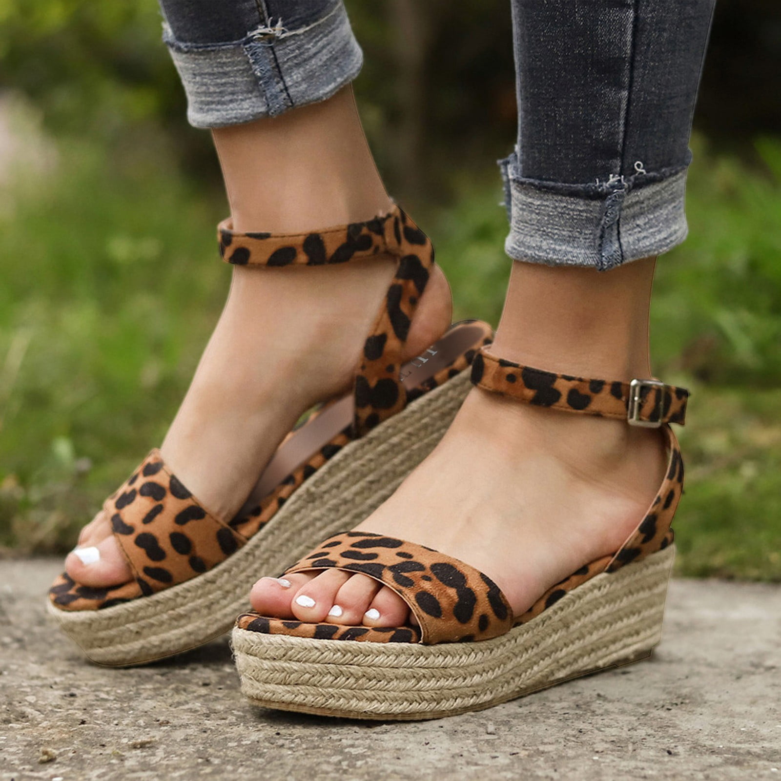 ZBYY Women's Comfy Wedge Sandals - Ankle Strap Gladiator Flat Shoes For Summer & Beach - View #2