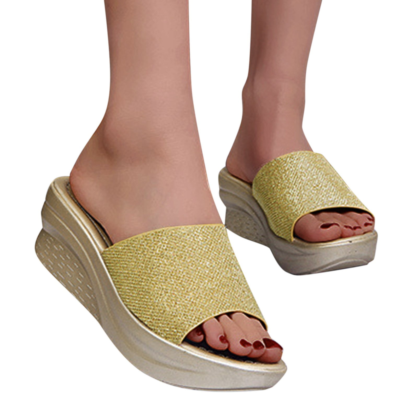 eczipvz Shoes for Women Womens Wedges Dressy Women's Cross Strap Wedge  Sandals Summer Espadrilles Ankle Strap Buckle Platform Sandals,Gold