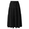 thumbnail image 1 of eczipvz Skirts for Women Women's Petite Size Long Pleated Skirt Black,M, 1 of 5