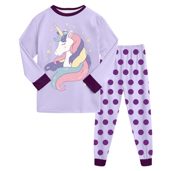 eczipvz Soft Pajama Set Kids & Toddler Girls Boys Pajamas Pjs Set Cotton Sleepwear Light Purple,6-7 Years