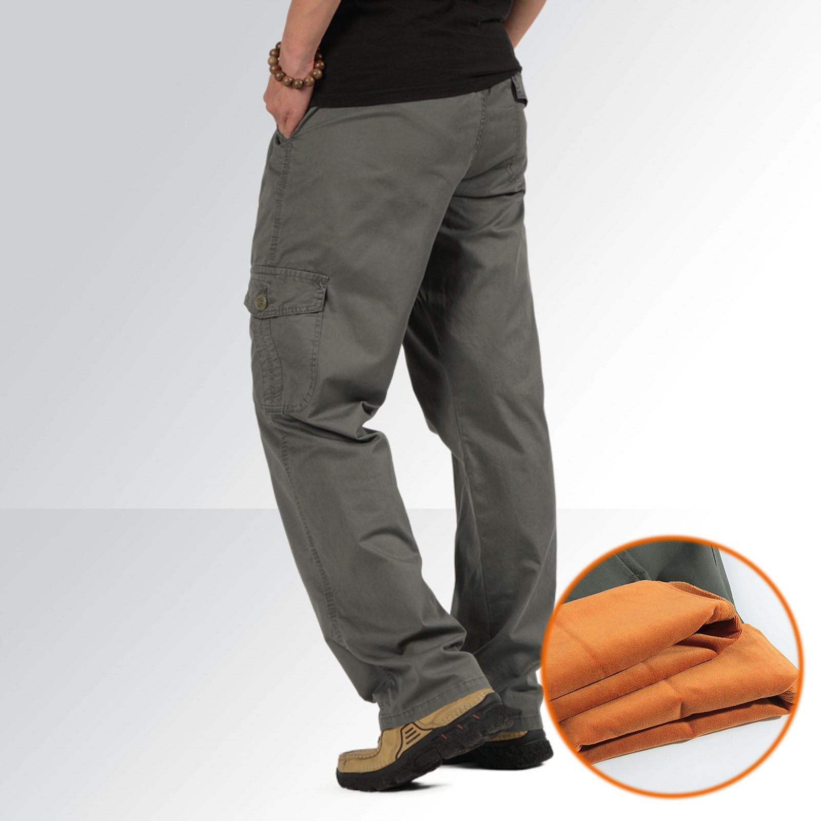 HRSR Men's Cargo Sweatpants with Pockets Casual Loose Trousers for