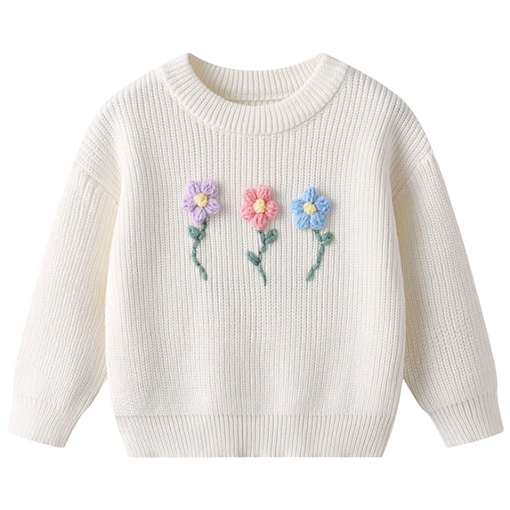 eczipvz Sweater Girls Newborn Toddler Baby Girl Boy Knit Sweater Round Neck Sweatshirt Long Sleeve Tops Pullover Fall Winter Clothes White,3-6 Months