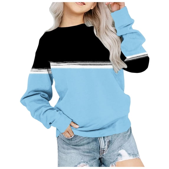 eczipvz Sweatshirts for Teen Girls Sweatshirts for Girls Oversize Pullovers Hooded Casual Long Sleeve Teens Hoodies Light Blue,4-5 Years