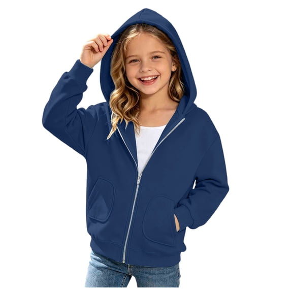 eczipvz Tie Dye Sweatshirt Girls Hooded Full Zip Fleece Jacket Navy,14-15 Years