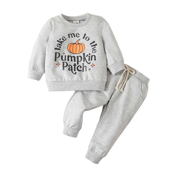 eczipvz Toddler Baby Boy Halloween Clothes Long Sleeve Letter Sweatshirt Tops Stretch Jogger Pants Infant Fall Winter Outfit Size Grey 6-9 Months